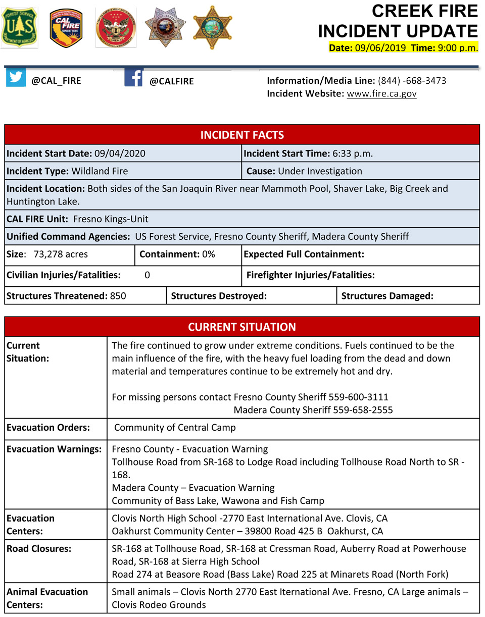 9 6 20 creek fire pm update 1
