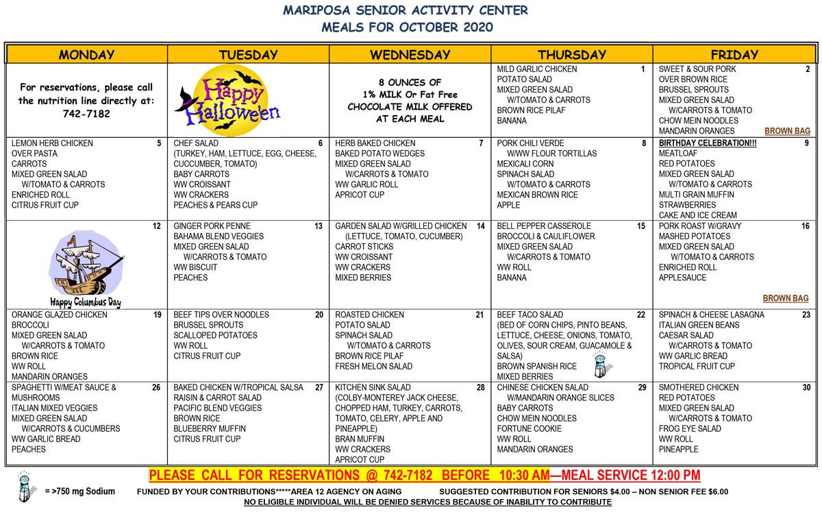 October Menu