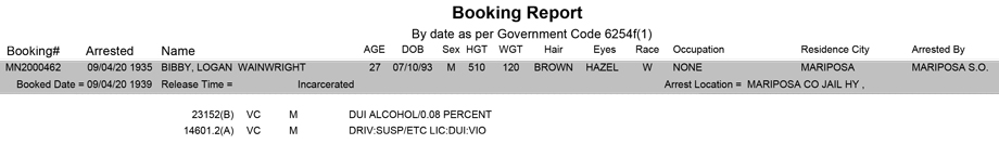 mariposa county booking report for september 3 2020
