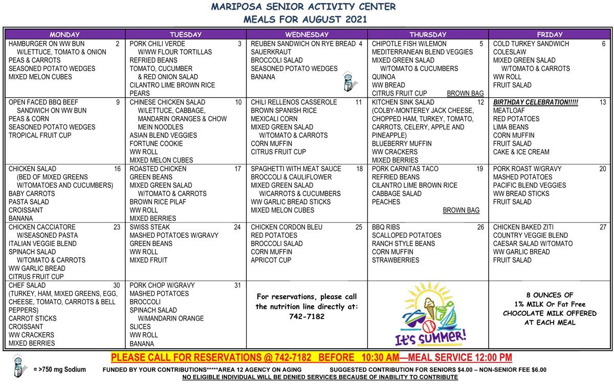 August Menu