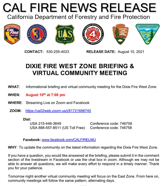 West Zone Virtual Community Meeting 081021