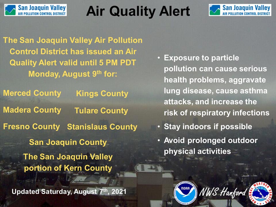 National Weather Service Issues Valley Air Quality Alert In Effect Now