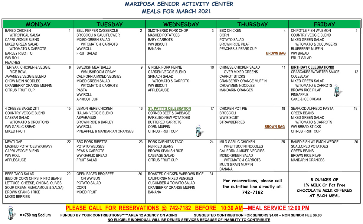 March Menu