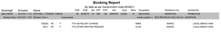 mariposa county booking report for february 10 2021