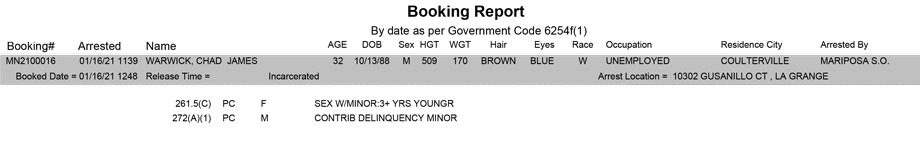 mariposa county booking report for january 16 2021