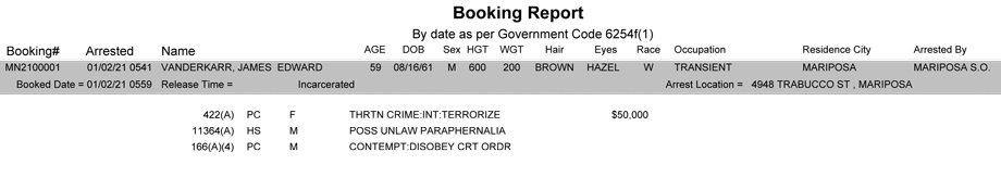 mariposa county booking report for january 2 2021