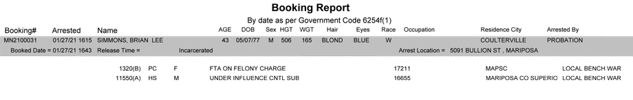 mariposa county booking report for january 27 2021