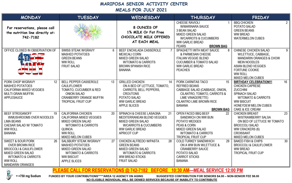 July Menu
