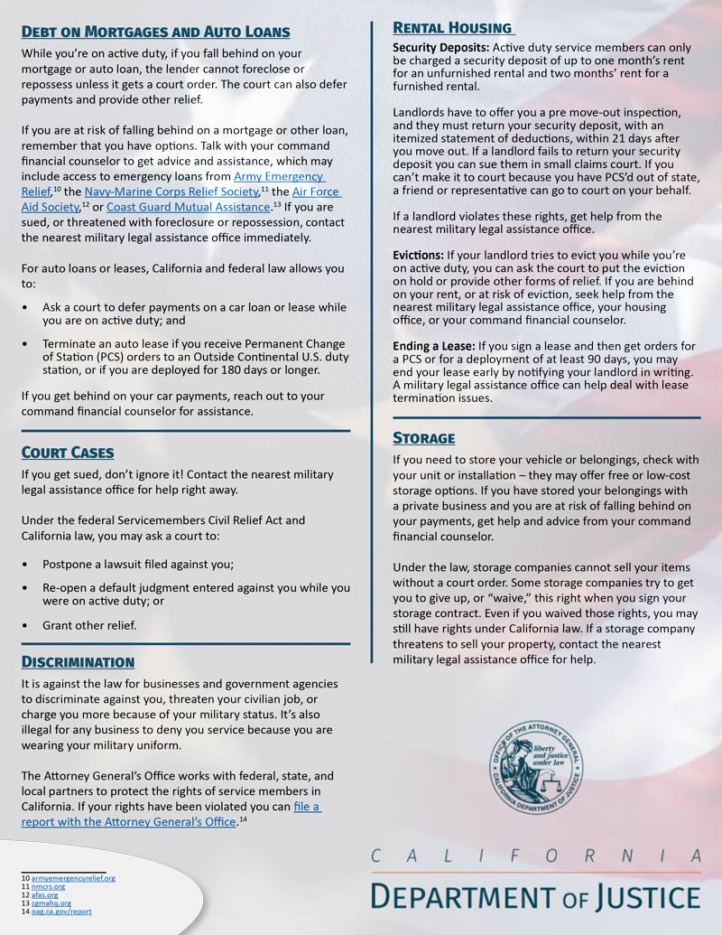 Know Your Rights Active Duty Service Members in California 2