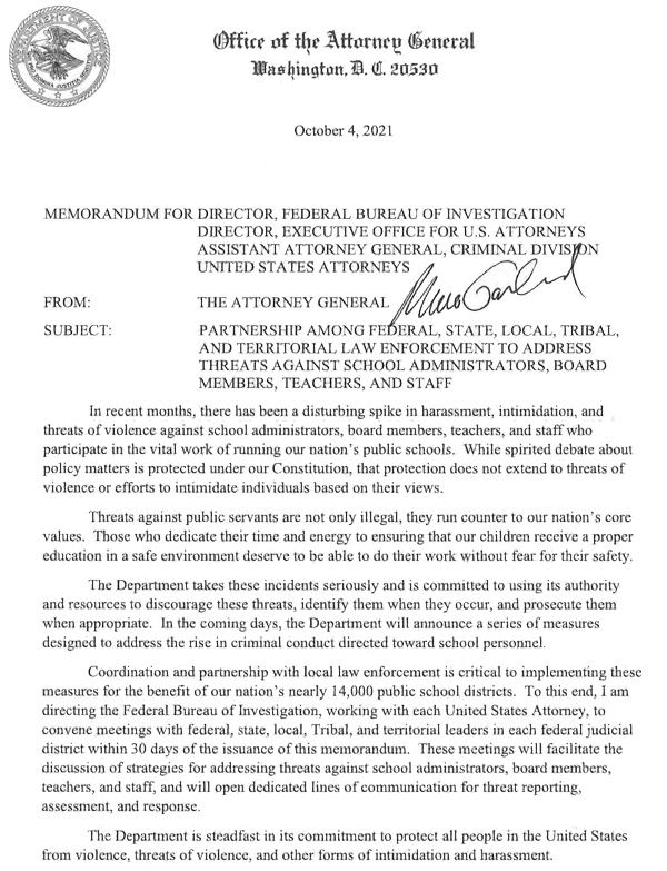 fed threats against school administrators board members teachers and staff
