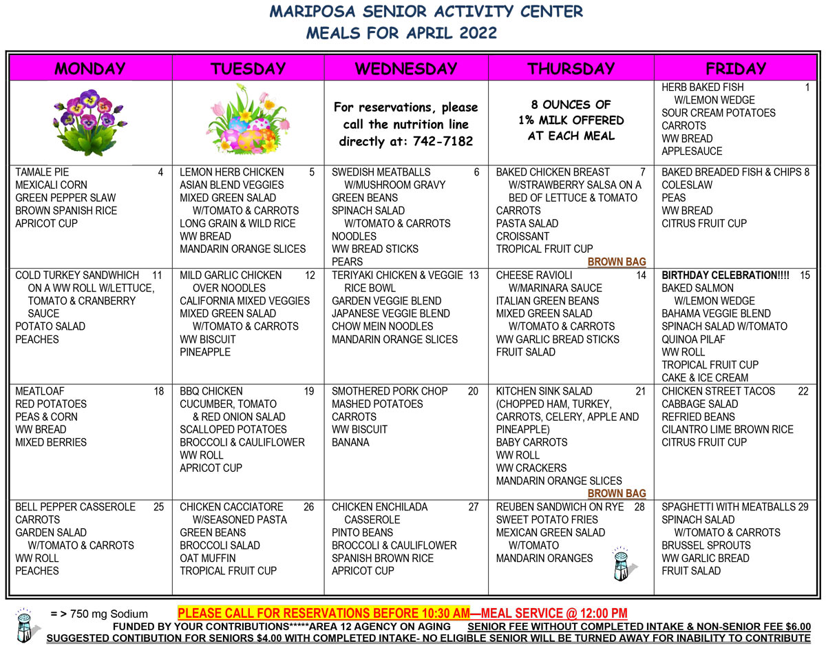 April Menu
