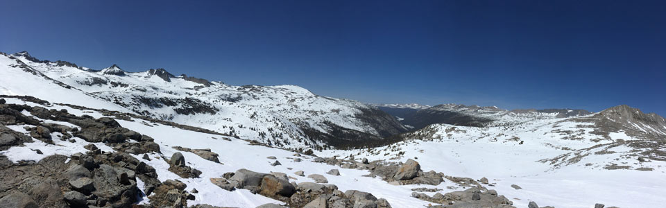 Looking down Lyell Canyon on April 6th 2022