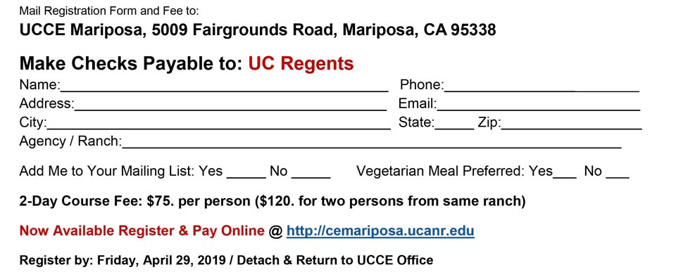 Mail in Registration 2022 Rangeland and Livestock 2 day Workshop