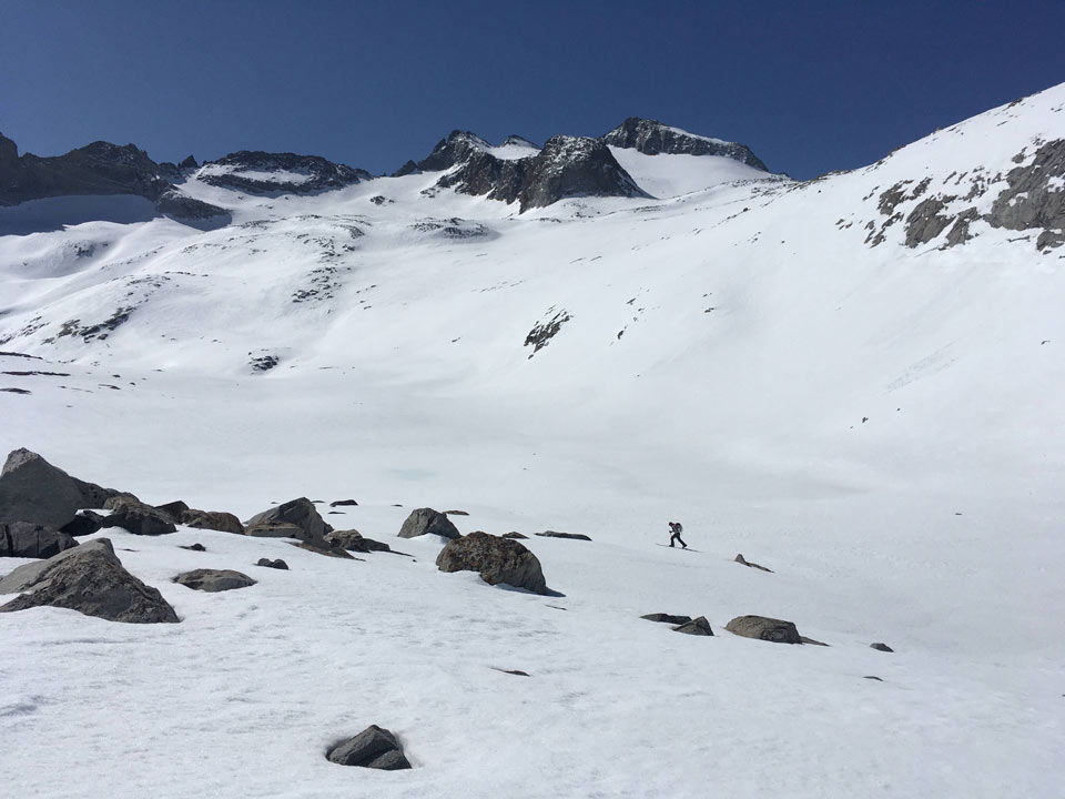 Skiing below Mt Lyell on April 6th 2022