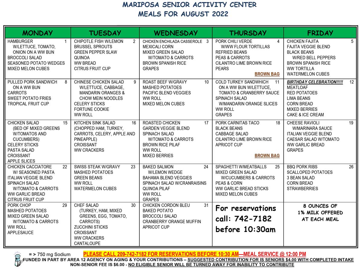 August menu