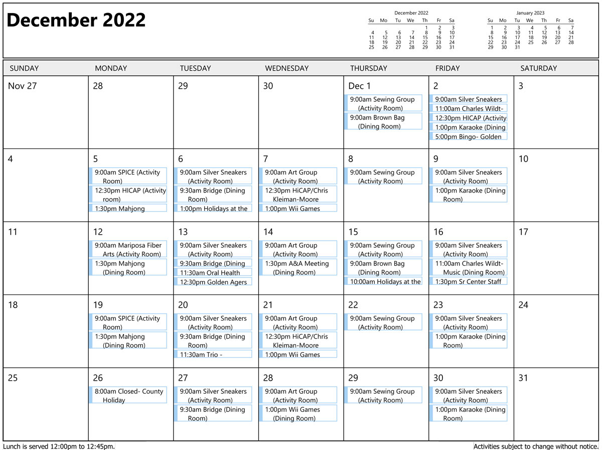 December Activities