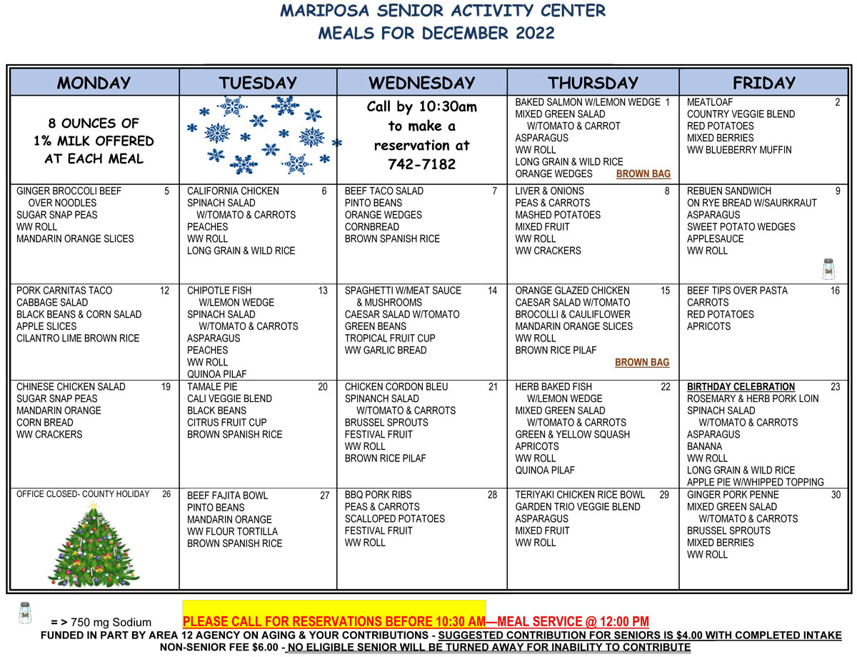 December Menu