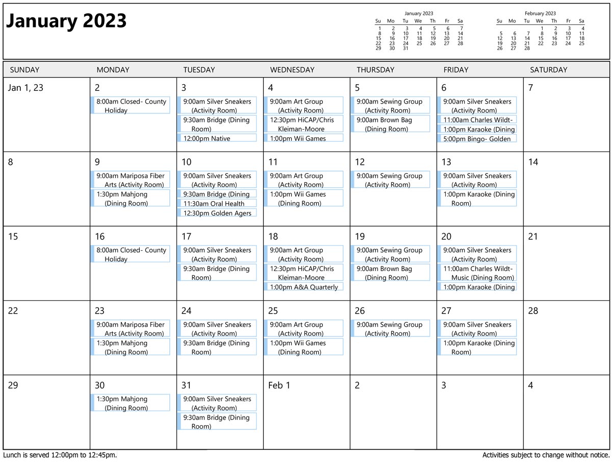 January Activities
