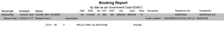 mariposa county booking report for december 25 2022