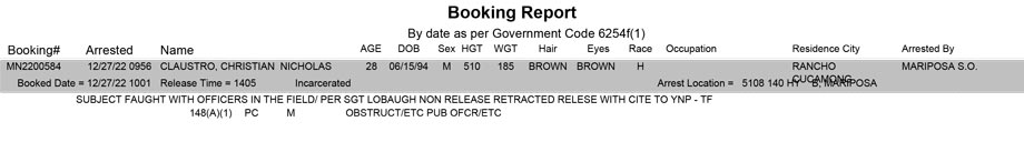 mariposa county booking report for december 27 2022
