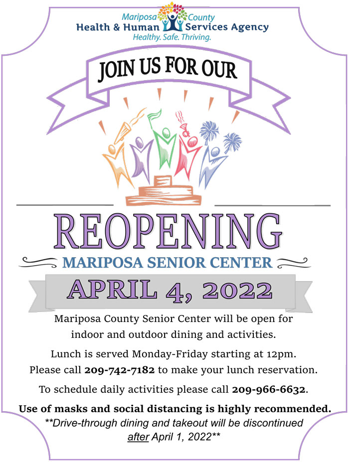 Sr Center Reopening Flyer