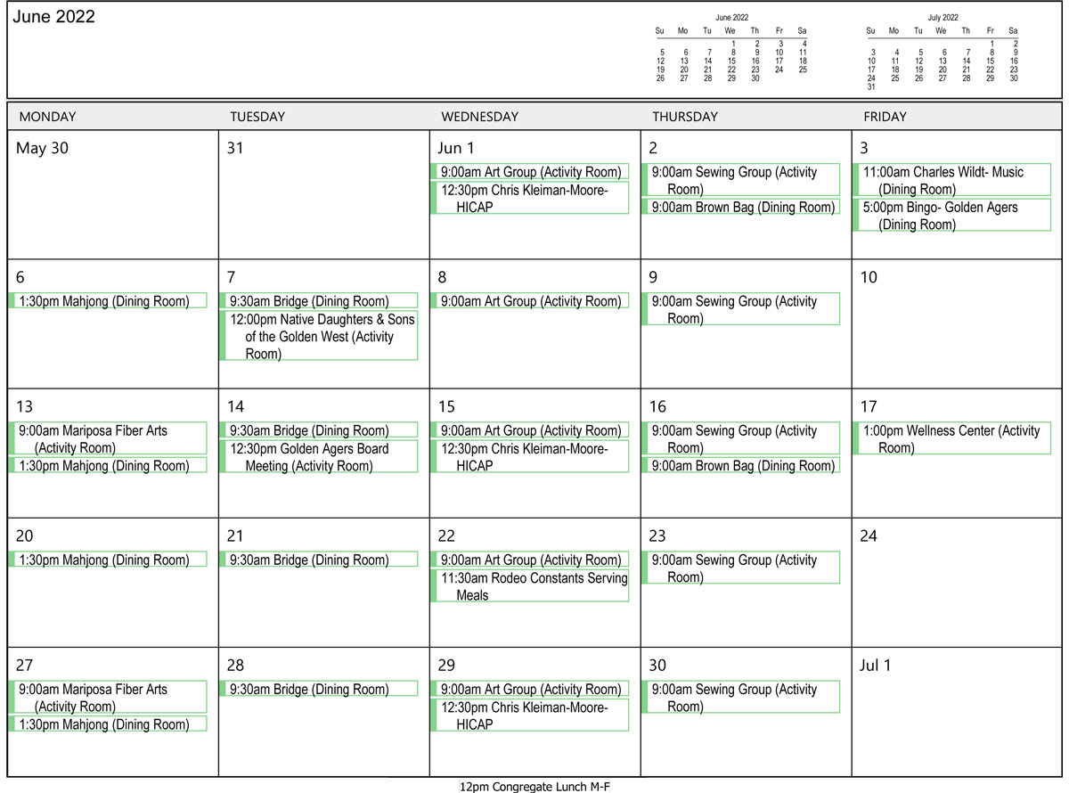 June Sr Activities
