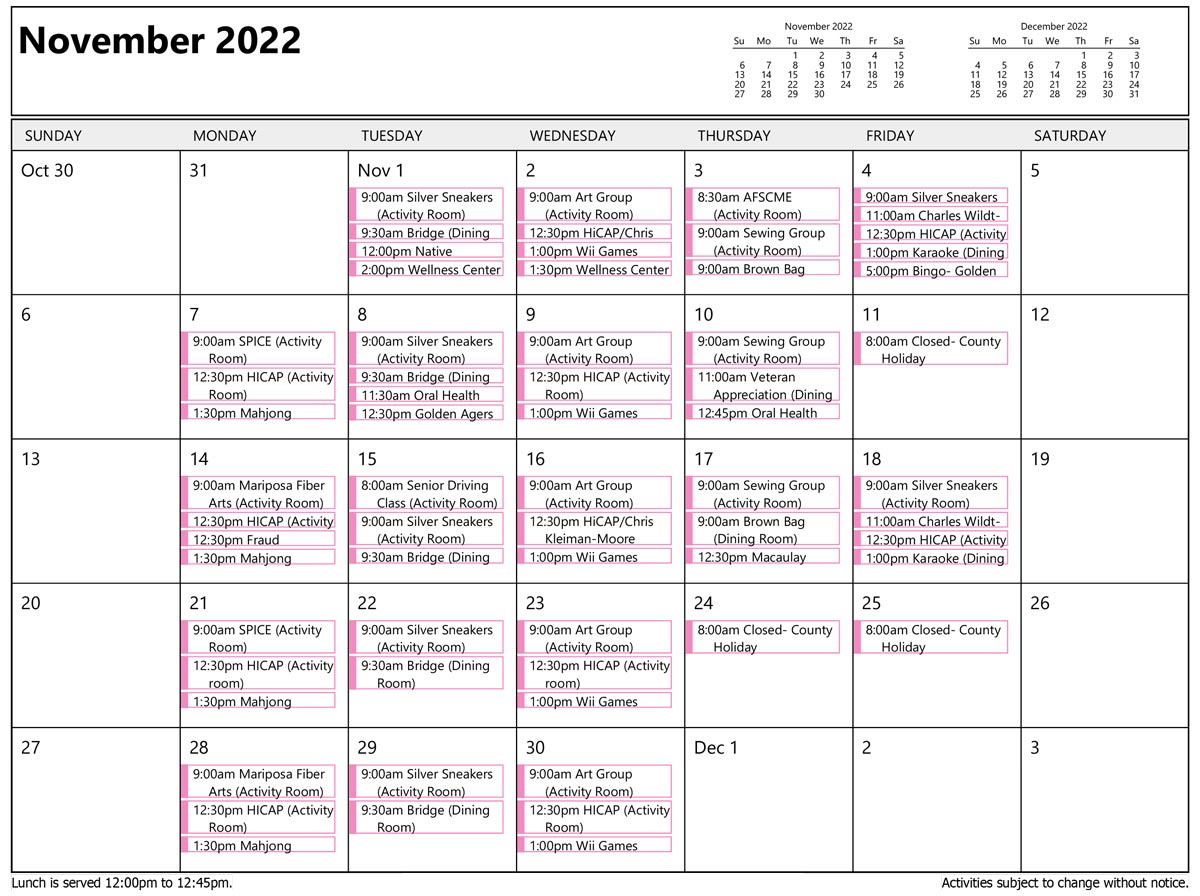 November Activities