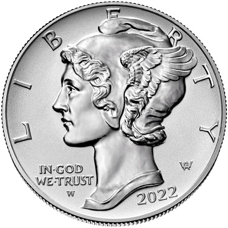 2022 american eagle palladium one ounce reverse proof coin obverse