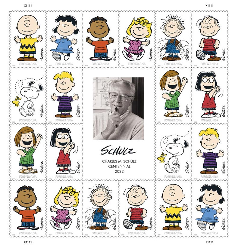 usps celebrates centennial of cartoonist charles m schulz birth 1