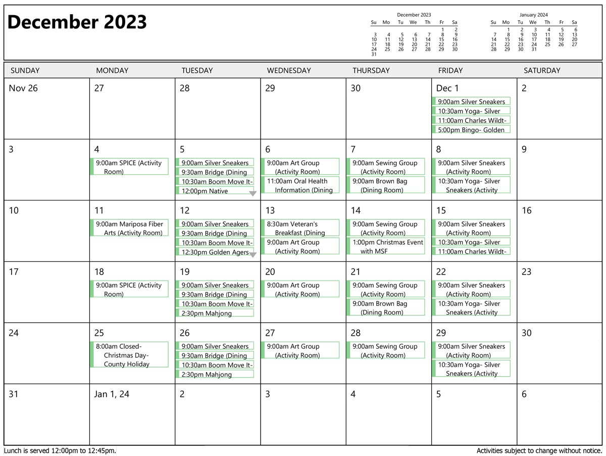 December Activities