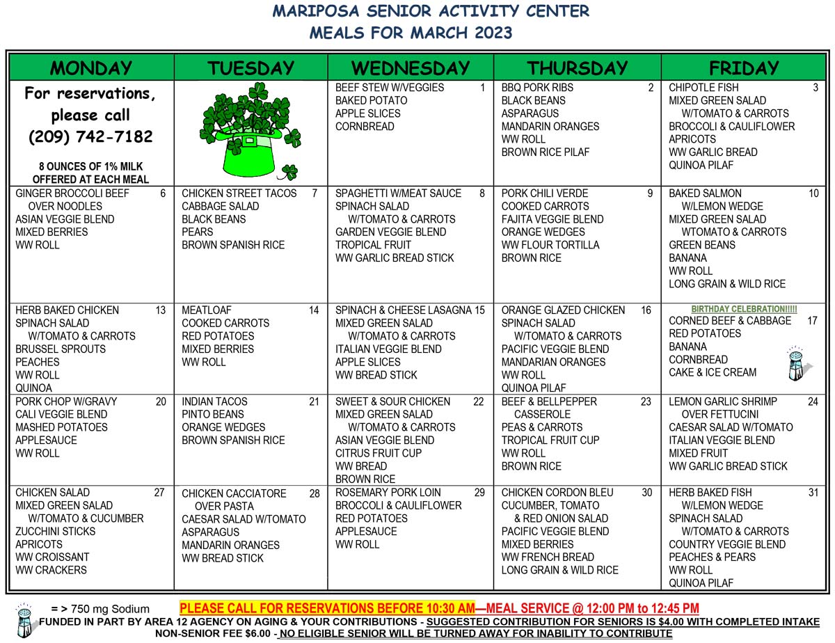 March Menu