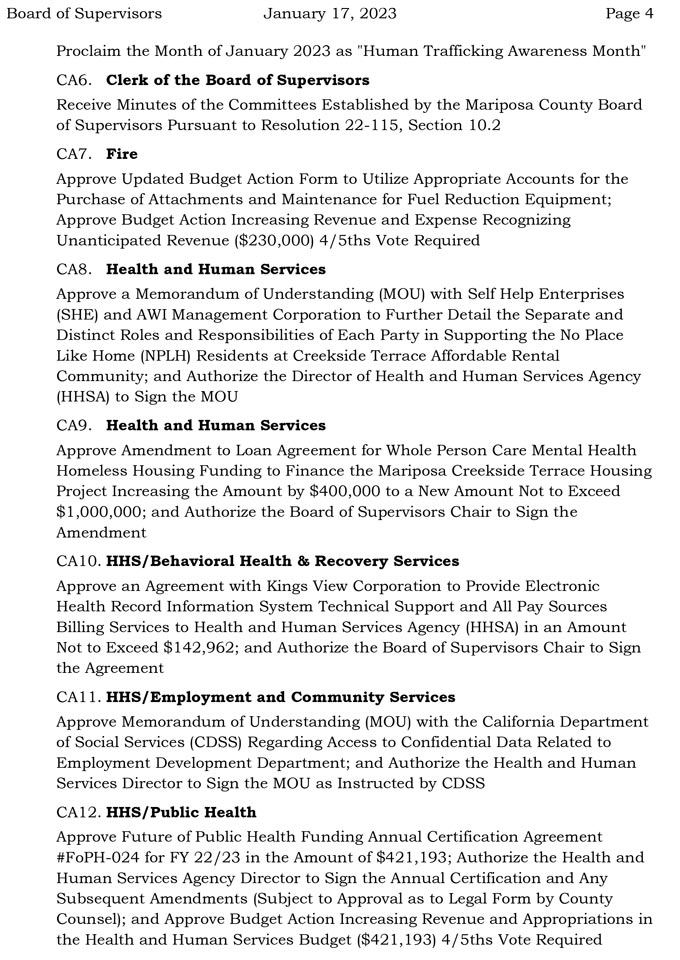 2023 01 17 Board of Supervisors Public Agenda 4