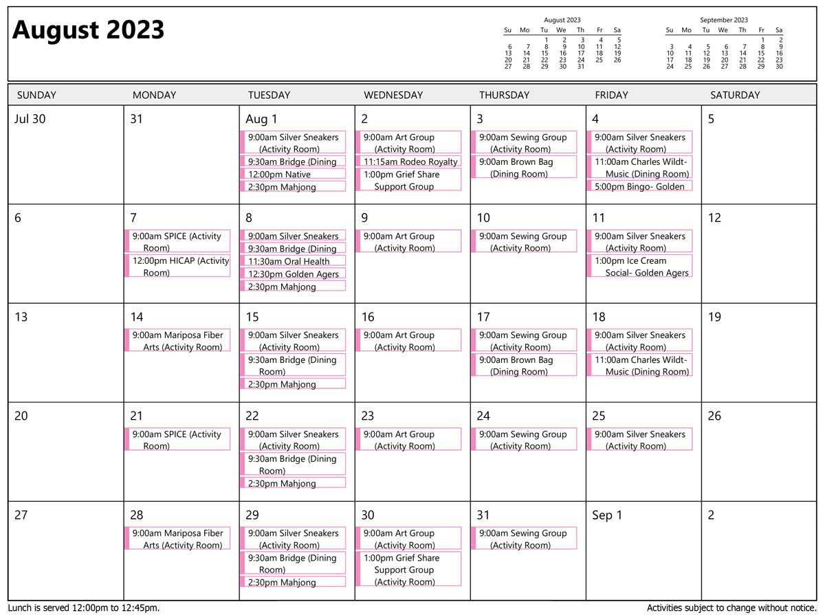 August Activities