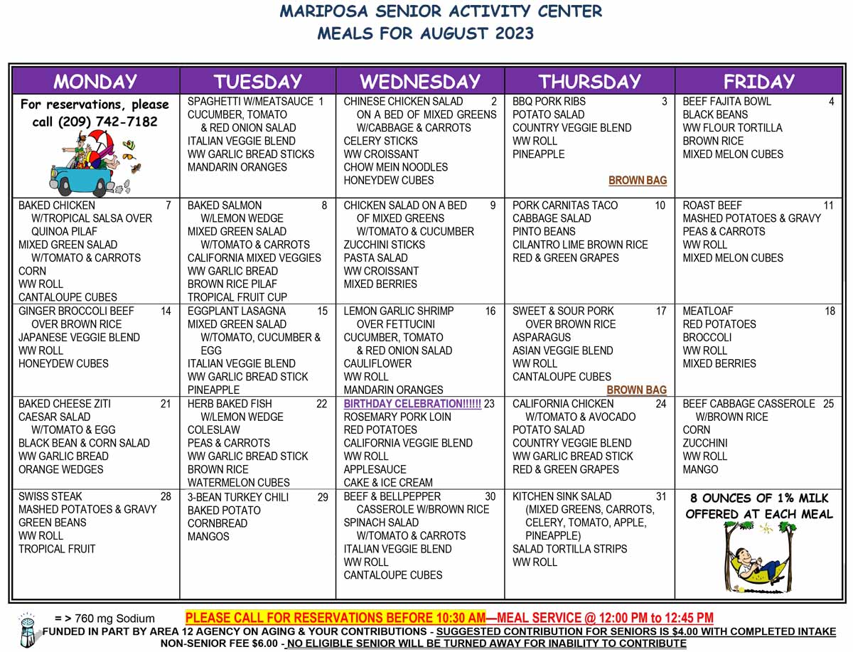 August menu