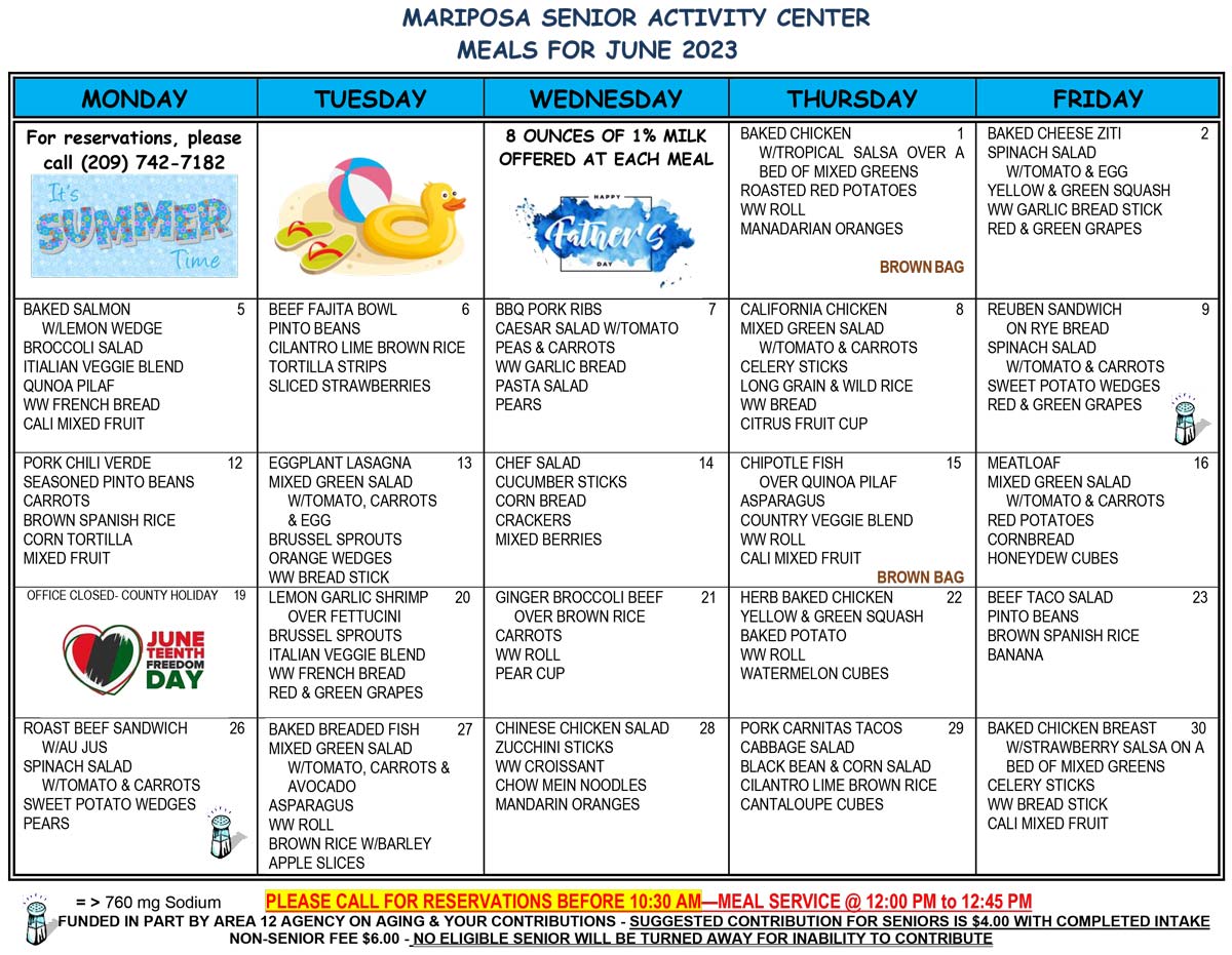 June Menu 2023