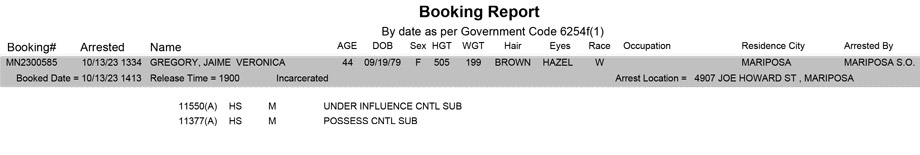 mariposa county booking report for october 13 2023