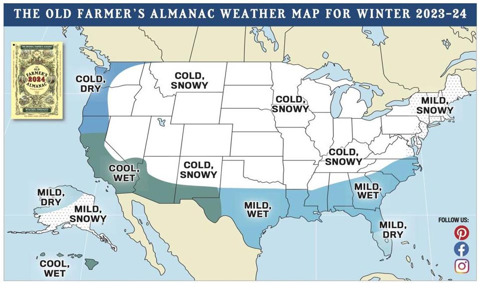 old farmers almanac winter weather map 2023 2024 forecast