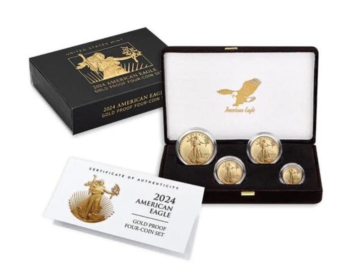 us mint American Eagle 2024 Gold Proof Four Coin Set