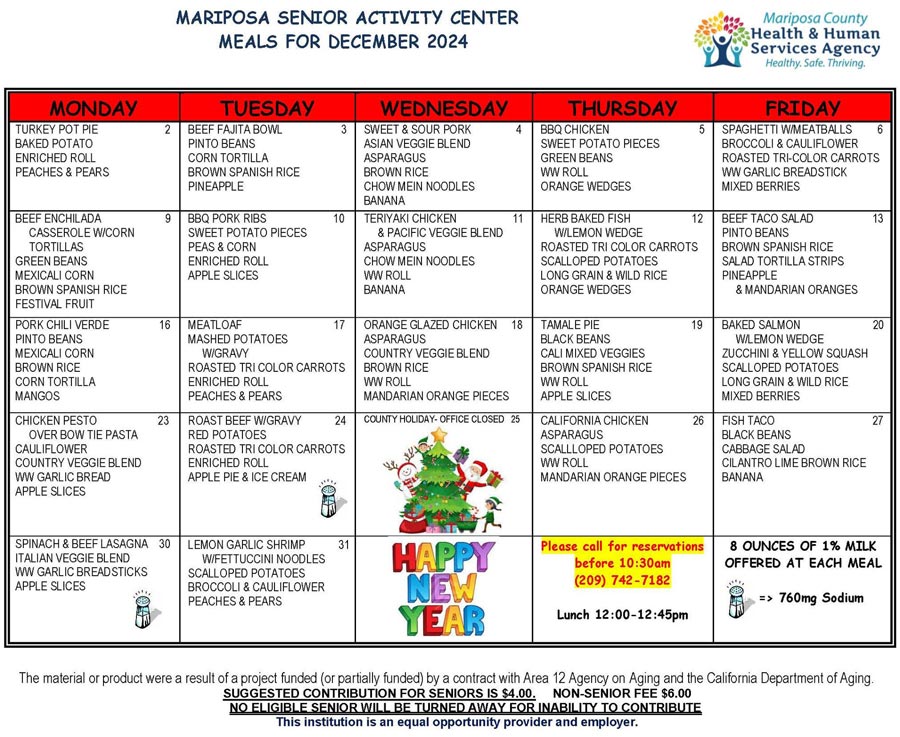 December menu