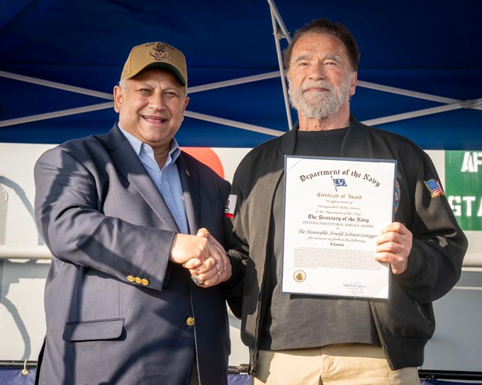 Former California Governor Schwarzenegger Secretary of the Navy Carlos Del Toro