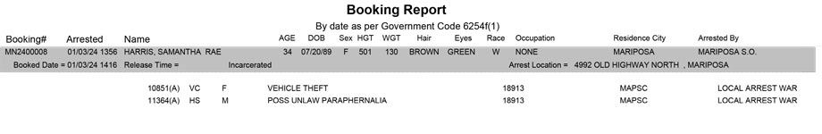 mariposa county booking report for january 3 2024