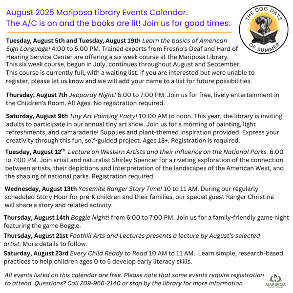 MCL August calendar