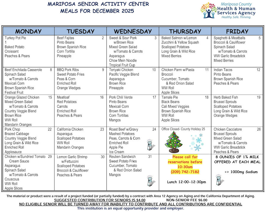 December menu