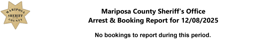 mariposa county booking report for december 8 2025