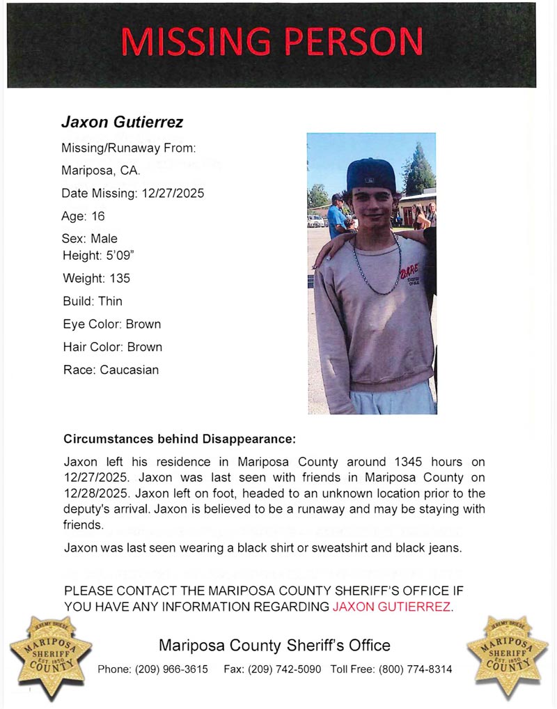 mariposa county missing person1230 jaxon