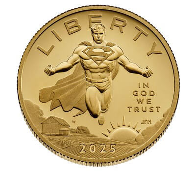 US mint Comic con Art 24 Karat Gold Proof Coin Superman