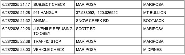 mariposa county booking report for june 28 2025 3