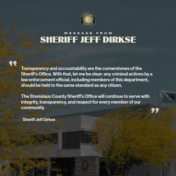 Stanislaus SO sheriff message