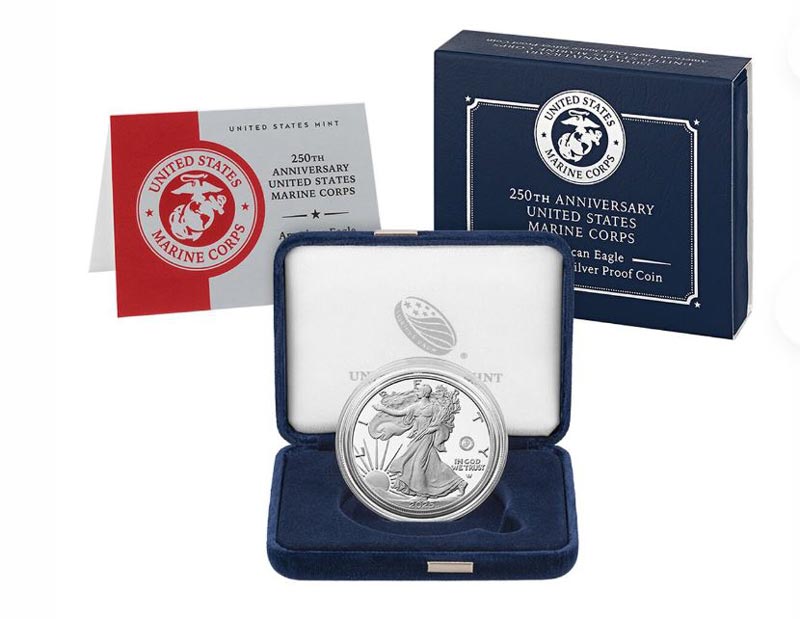 250th Anniversary United States Marine Corps American Eagle One Ounce Silver Proof Coin