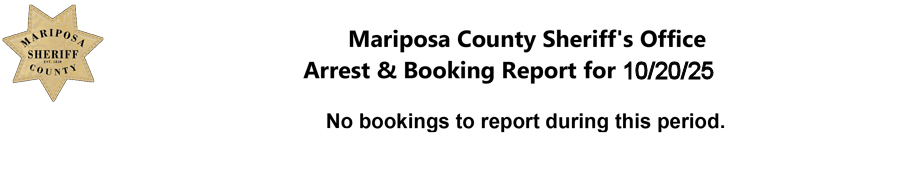 mariposa county booking report for october 20a 2025